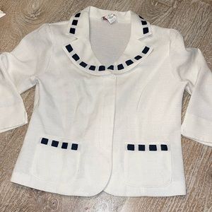 Vintage blazer, top cream, white navy blue blue